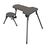 Caldwell Stable Table Lite with Weatherproof Tabletop, Ambidextrous Seat and Fully Collapsible Design for Easy Transport and Outdoor Target Shooting, Grey