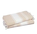 LANE LINEN 100% Cotton Beach Towel with Bag 2 Piece Towels for Adults 39'x71' Pool Oversized Extra Large Quick Dry Sand Travel - Beige