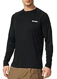BALEAF Men's Rash Guard Shirts Fishing Long Sleeve UV Sun Protection SPF T-Shirts UPF 50+ Lightweight Beach Black Size M
