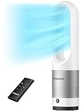 Senmeo Bladeless Fan for Bedroom, 22' Quiet Tower Fan with Remote, 90° Oscillating Fan for Indoors with 8 Speeds, 9H Timer, LED Display, Easy to Clean, Portable Standing Fan for Home, Office