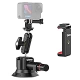 UURig SC-01 Suction Mount 3' for Vlogging Action Camera Car Mount w Smartphone Clamp for iPhone 14 13 Pro Max, 1/4' Magic Arm Adapter Mount Desk Suciton Mount for Car Windshield Window