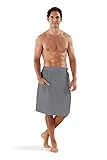 Boca Terry Waffle Shower Wrap for Men, Lightweight Mens Towel Wrap, Mens Bath Wrap for Sauna, Gym or Spa. M/L - Grey