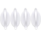 4 pcs White Self-Adhesive Handles for Sliding Door, Peel and Stick Cabinet Handles Without Drill, Stick on Knobs for Bathroom Mirror Doors
