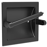 WZKALY Matte Black Recessed Toilet Paper Holder for Large Rolls, Black Pivoting Toilet Paper Holder Wall Mount Stainless Steel, in Wall Toilet Paper Holder Black, Bathroom Toilet Paper Wall Holder