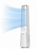 PELONIS Bladeless Tower Fan with 26-33ft Powerful Airflow, Alexa and Google Compatible, 6-Speed Settings, Quiet DC Motor, 120° Oscillation, 7-Hour Timer - Ideal for for Bedroom Home Office Use,White