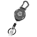 MNGARISTA Retractable Keychain, Heavy Duty Carabiner Badge Holder, Tactical ID Badge Reel with 31.5” Steel Retractable Cord, 8.0 oz