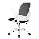 Sytas Office Chair Ergonomic Small Desk Chair Rolling Swivel Mesh Computer Task Chair with Flip-up Arms and Adjustable Height，for Adults and Kids，White