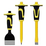 3-Piece Heavy-Duty Chisel Set with Hand Protection, Concrete and Mortar Stone Chisels, Used for Demolition, Carving, De-scaling, Breaking, Hunting, and Crushing. (CA3)