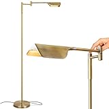 Brightech Leaf Dimmable LED Pharmacy Floor Lamp, 12W LED, 360 Degree Swing Arm, Adjustable Standing Lamp for Reading, Office, Living Room, Bedroom, Sewing, Craft, ETL Listed, Antique Brass (Gold)