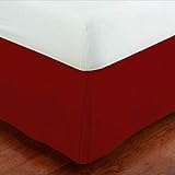 Mk Collection 100% Long Staple Brushed Microfiber Comfortable Pleated Bed-Skirt Solid New (Full, Red)