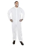 AMZ White Painters Suit Large. 50gm/m2 Polypropylene Disposable Coveralls with Zipper Front, Elastic Wrists, Open Cut Ankles. Full Body Paint Suit, Hazmat Suit.