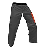 FORESTER Chainsaw Chaps - Forestry Chainsaw Safety Gear Heavy Duty Apron Style Chap Pants with Adjustable Belt and Pocket (Grey/Orange, Regular 37')