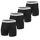 JINSHI Bamboo Mens Underwear Breathable Boxer Briefs for Men Pack Open Fly Black M