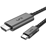 uni USB C to HDMI Cable for Home Office 6ft (4K@60Hz), USB Type C to HDMI Cable, Thunderbolt 4/3 Compatible with iPhone 15 Pro/Max, MacBook Pro/Air 2023, iPad Pro, Surface Book 2, Galaxy S23