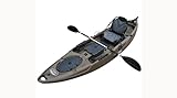 BKC UH-RA220 11.5 Foot Angler Sit On Top Fishing Kayak with Paddles and Upright Chair and Rudder System Included (Army Green)