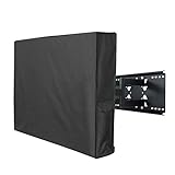 Porch Shield 52-55 inches Outdoor TV Cover Universal Weatherproof Protector for LCD, LED, Plasma Flat TV Screen, Compatible with Wall Mounts and Stands (Black)