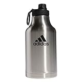 adidas 2 Liter (62 Oz) Metal Water Bottle, Hot/Cold Double-Walled Insulated 18/8, Stainless Steel/Black, One Size