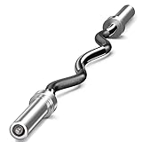 Holleyweb Olympic Barbell Curl Bar EZ Bar Strength Training Bar Threaded Chrome Barbell Bar for Weightlifting, Hip Thrusts, Squats and Lunges, Black, 47 inches (A-YD04002)