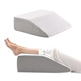 Bedluxe Leg Elevation Pillows, Leg Pillows for Sleeping, Cooling Gel Memory Foam Top, Wedge Pillow for Legs, Leg Wedges for Circulation, Swelling, After Surgery - Removable Cover (8 Inch, White/Grey)