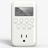 BN-LINK Digital Timer Outlet, 7 Day Heavy Duty Programmable Timer, On/Off Programs 3-Prong Grounded, Indoor, for Lamp, Light, Fan, Pets, Home, Kitchen, Office, Appliances, 125V, 15A, 1875W, 60Hz