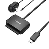 SATA to USB C Adapter Cable,USB to SATA III Hard Drive Converter,External Connector for 2.5' 3.5' SSD/HDD, Support UASP, Trim, S.M.A.R.T, Auto-Sleep Mode with 12V/2A Power Adapter, Max 18TB