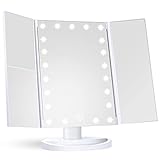 Makeup Mirror Vanity Mirror with Lights, 1x 2X 3X Magnification, Lighted Makeup Mirror, Touch Control, Trifold Makeup Mirror, Dual Power Supply, Portable LED Makeup Mirror, Valentines Day Gifts