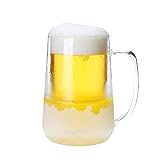 Snveod Freezer Cooling Cup, Double Wall Mug With Handle and Freezing Liquid. Borosilicate Glass Freezer Mug.Beer Glasses for Red , White Wine,juice and Any Other Drinks.