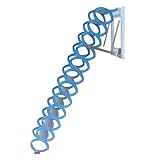 Folding Attic Ladder Pull Down System, 12 Steps Wall-Mounted Attic Stairs w/Armrests, Loft Ladder, Retractable Attic Ladder, Alloy Attic Access Ladder for Attics & Basements, Up to 1100lbs (Blue)