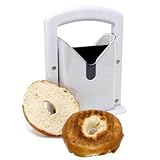 Bagel Slicer, Perfect for Bagels, Cutter, Safety Handle, Stainless Steel (white), 6.8x3.7x8.8inch-White Plastic and Stainless Steel Bagel Slicer Guillotine slicer
