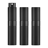 LISAPACK 8ML Atomizer Perfume Spray Bottle for Travel (3 PCS) Empty Cologne Dispenser, Portable Sprayer (Black)