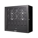 DUKWIN Watch Winder for 8 Automatic Watches,Lockable Watch Winders with Watch and Jewelry Storages, Super Quiet Mabuchi Motor with High Gloss Piano Lacquer Finish,Built-in Illumination