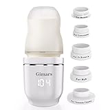 Gimars Portable Bottle Warmer, 104° Digital Thermostat Baby Bottle Warmer with 5 Adapters, Temperature Control & LED Display,Leak-Proof Design, Wireless Travel Bottle Warmer for Breastmilk or Formula