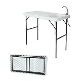 PMSW FCT01 Fishing Cleaning Table with Sink, Portable Folding Camping Sink Table Fish Fillet Table with Sink Faucet for Picnic Camping Gardening Kitchen, White