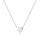 M MOOHAM Initial K Necklace for Women Jewelry, Sterling Silver Heart K Initial Necklaces for Women Heart Initial Necklace for Girls Kids Child Valentines Day Gifts for Kids Girls Her