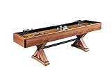 Hathaway Daulton 9-ft Shuffleboard Table for Family Game Rooms with Padded Sidewalls, Legs Levelers, 8 Pucks, Table Brush and Wax, Black