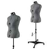PDM WORLDWIDE Dress Forms for Sewing, Gray Female Mannequin Adjustable Size 12-18, Pinnable Model Body with 13 Dials & Detachable Casters, 42.5'-60' Height Range for Clothing Display, Medium to Large