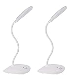DEEPLITE LED Desk Lamp with Flexible Gooseneck 3 Level Brightness, Battery Operated Table Lamp 5W Touch Control, Compact Portable lamp for Dorm Study Office Bedroom(Set of 2)