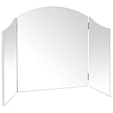 Beautify Large Vanity Trifold Makeup Mirror Folding Tabletop Hollywood Cosmetic Mirror with Hinged Design W41 X H24