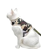 Yizhi Miaow Cat Harness and Leash Set for Walking Escape Proof, Adjustable Cat Vest Harness, Padded Stylish Cat Walking Jackets, Camo Green, Large