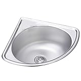 Stainless Steel Wall-Mounted Single Bowl Sink Triangle Wash Basin Thick Small Sink Corner for Kitchen Bathroom Lavatory (Style B)