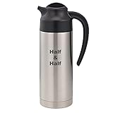 Service Ideas S2SN100HHET Steelvac Carafe,'Half & Half' Etched, 1L, Stainless Base