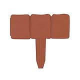 Plastic Garden Edging Stone-Look Border-Decorative Flower Bed Fence for Landscaping, Set of 10 Terracotta Interlocking Lawn Stakes by Pure Garden (8’)