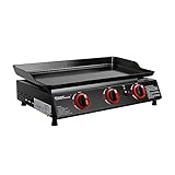 Royal Gourmet PD1303A 3 Burner Portable Griddle 24inch Tabletop Gas Grill Tailgate Camping Picnic, Black