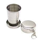 CSGTSWGS Collapsible Cup, Camping Mug Collapsible Camping Cup Telescopic Stainless Steel Portable Folding Cup with Keychain for Outdoor Travel Camping Hiking Cycling(75ml)