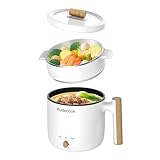 Audecook Hot Pot Electric with Steamer, 1.8L Portable Mini Travel Cooker, Multifunctional Non-Stick Electric Skillet for Stir Fry/Stew/Steam, Perfect for Ramen Noodles/Pasta/Egg/Soup/Oatmeal