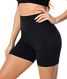 FULLSOFT High Waisted Biker Shorts for Women-5' Tummy Control Fitness Athletic Workout Running Yoga Gym Shorts(Black,Small-Medium)