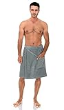 TowelSelections Mens Shower Wrap Adjustable Cotton Terry Velour Wrap Gym Body Cover Up Small/Medium Quarry