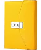 CAGIE Diary with Lock Combination Digital, Lockable Secrets Journal, 224 Pages Thick Refillable Locked Diary, 5.9 x 7.9 Inch Yellow Locking Notebook for Adults Women