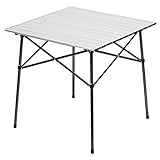 PORTAL Lightweight Aluminum Folding Square Table Roll Up Top 4 People Compact Table with Carry Bag For Camping, Picnic, Backyards, BBQ (White)