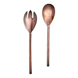 Elle Décor Party Essentials Salad Serving 2-Piece Stainless Steel Set with Decorative Handles Perfect for Salad Lovers, Parties, Entertaining, Gifts and More, Antique Copper, Medium (326812-2ASS)